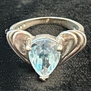 925 Sterling Silver Ring with Blue Topaz - marked CCC size 7